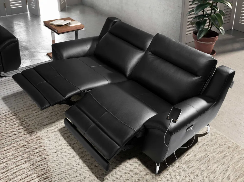 Sofas - 2 seater black leather relax sofa - ANGEL CERDÁ
