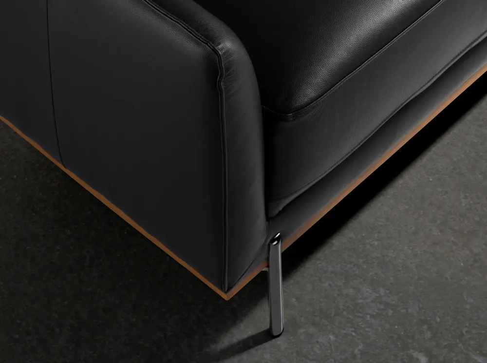 Sofas - Right chaise longue sofa black leather - ANGEL CERDÁ