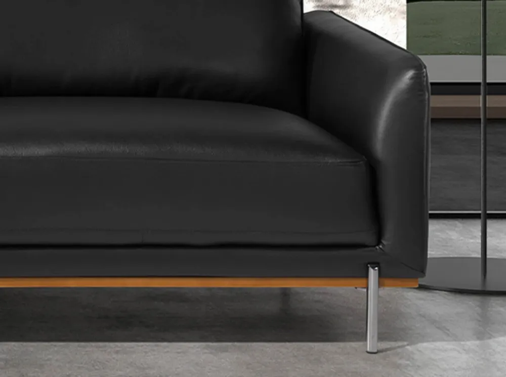 Sofas - Left chaise longue sofa black leather - ANGEL CERDÁ