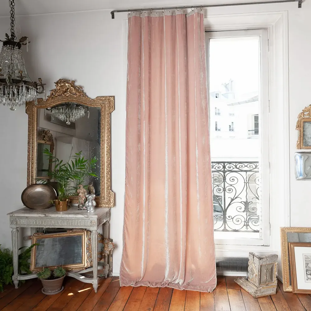 Rideaux et voilages - FORTUNA Rideau en velours de soie 110x300 cm FORTUNA POUDRE - EN FIL D'INDIENNE...