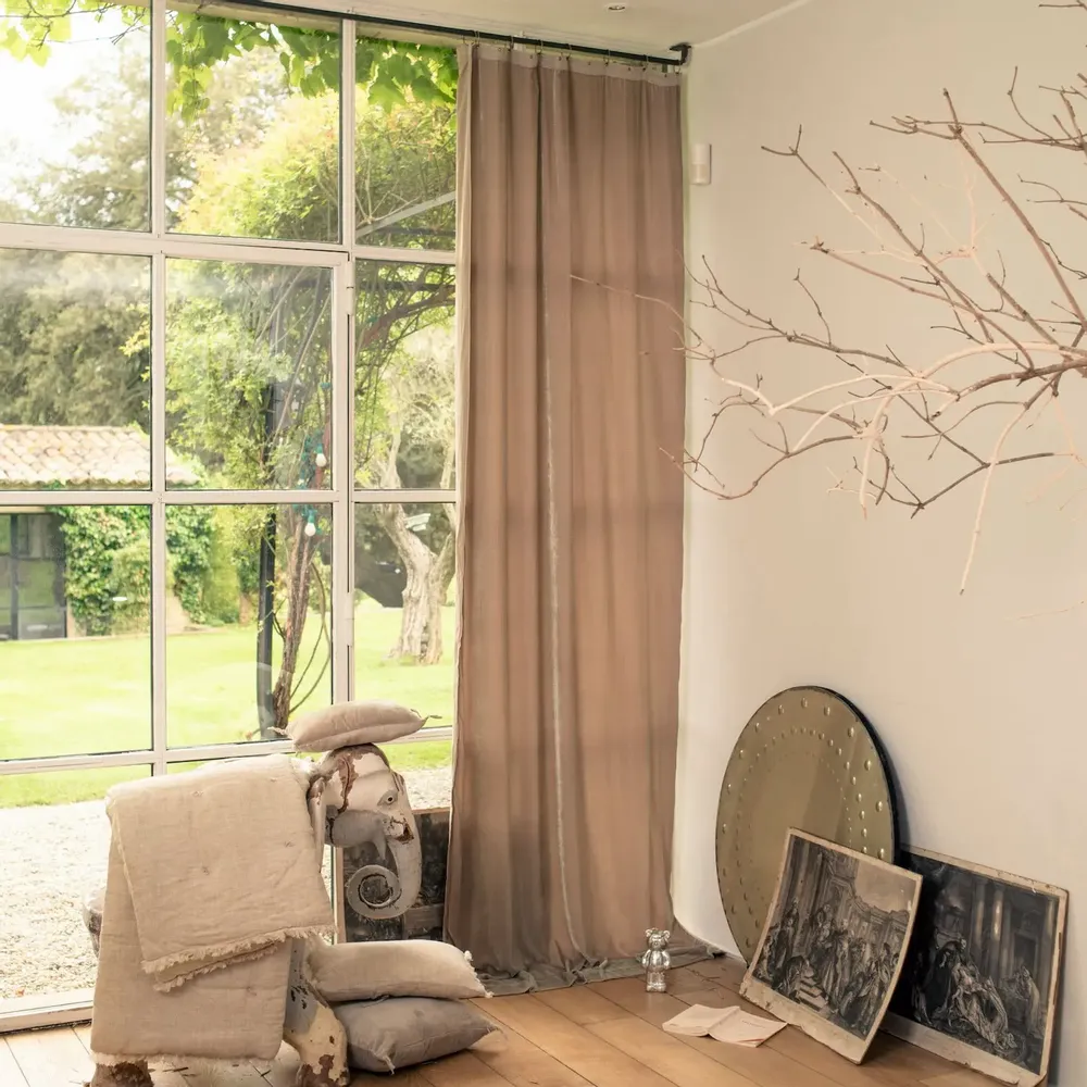 Rideaux et voilages - FORTUNA Rideau en velours de soie 110x300 cm FORTUNA BEIGE - EN FIL D'INDIENNE...