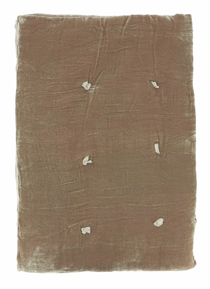 Plaids - FORTUNA Bout de lit 90x200 cm TAUPE - EN FIL D'INDIENNE...