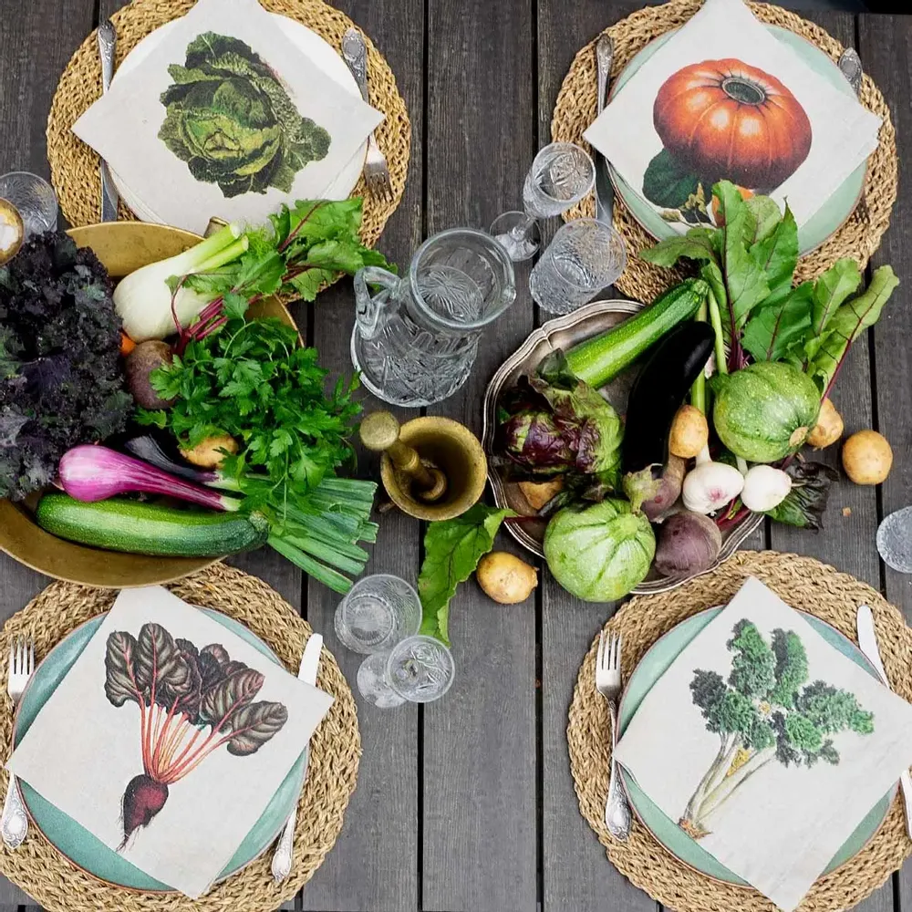 Serviettes - Serviettes  en lin lavé │ Le Légumes - LINOROOM 100% LINEN TEXTILES