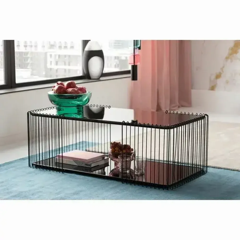 Coffee tables - Coffee Table Wire Double Black 120x60cm - KARE DESIGN