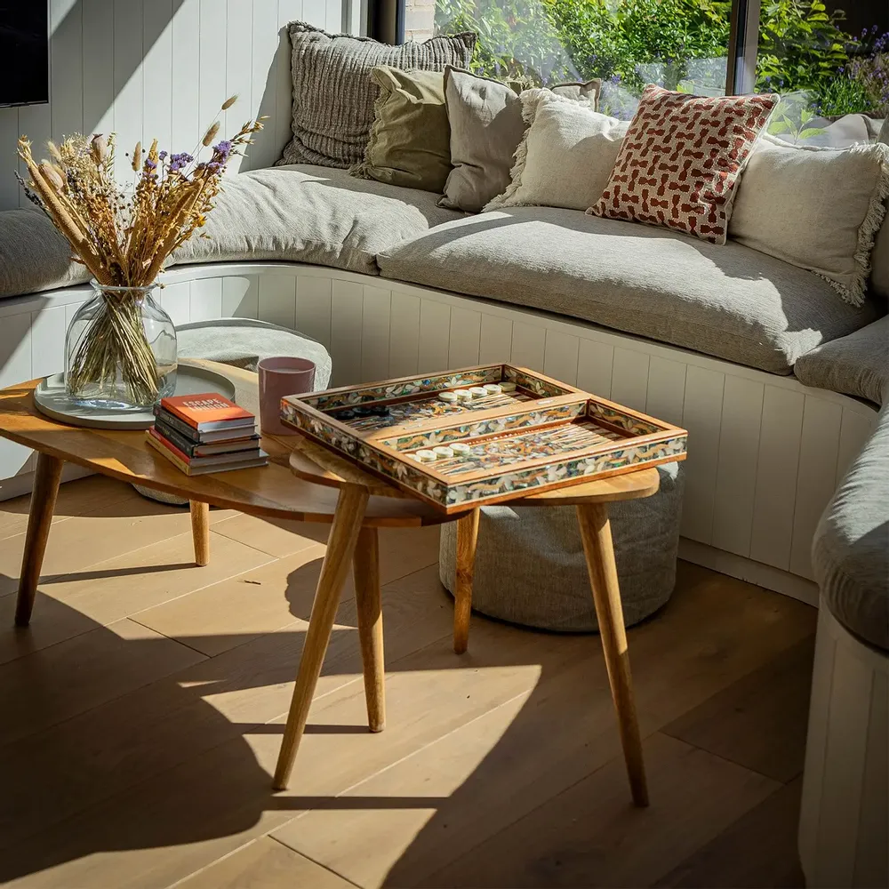 Game tables - Mother of Pearl Backgammon and Chess Game - MAISON ROSHI - LUXURY ENTERTAINMENT CABINETS