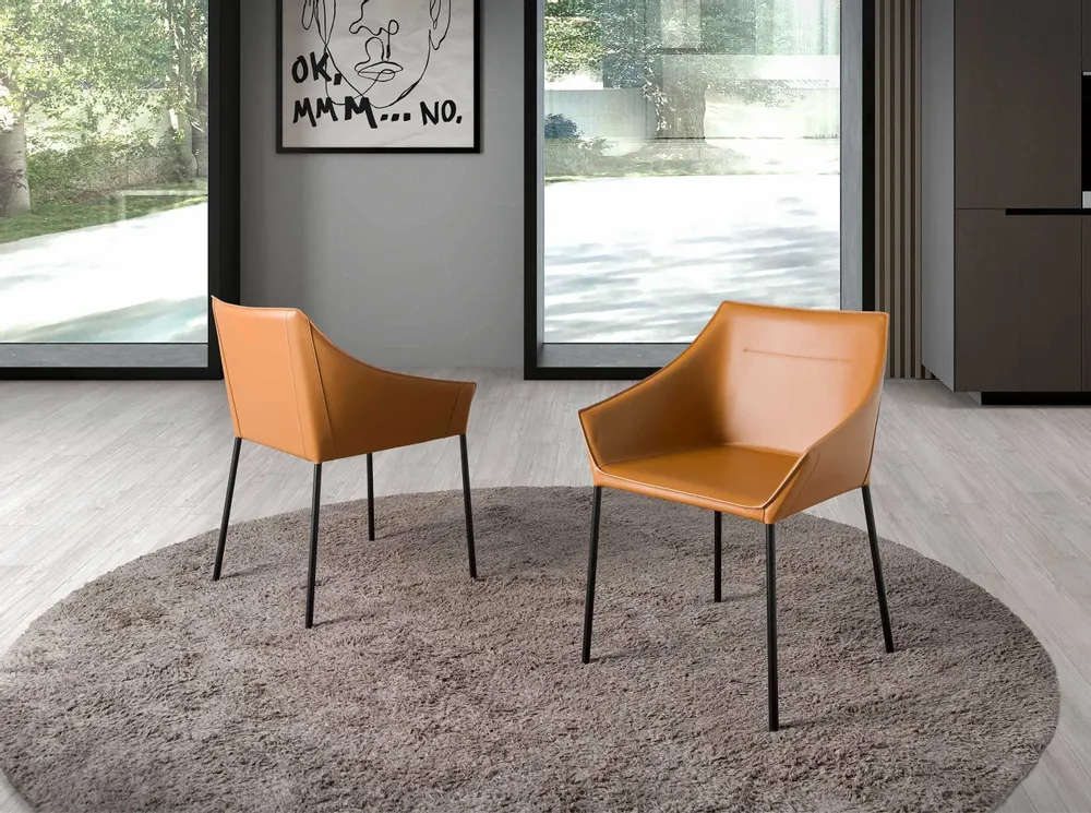 Chaises - Chaise en simili cuir marron - ANGEL CERDÁ