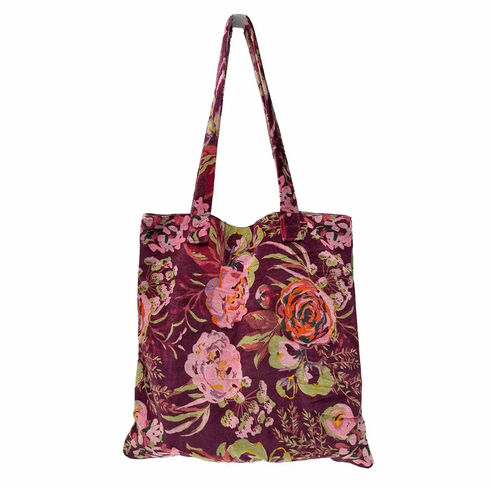 Tissus - Sac Shopping Fleur 21X12CM velours - WAX DESIGN - BARCELONA