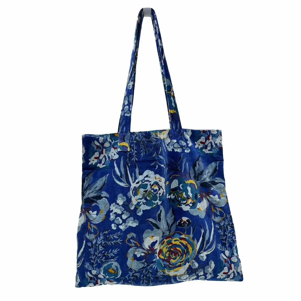 Tissus - Sac Shopping Fleur 21X12CM velours - WAX DESIGN - BARCELONA