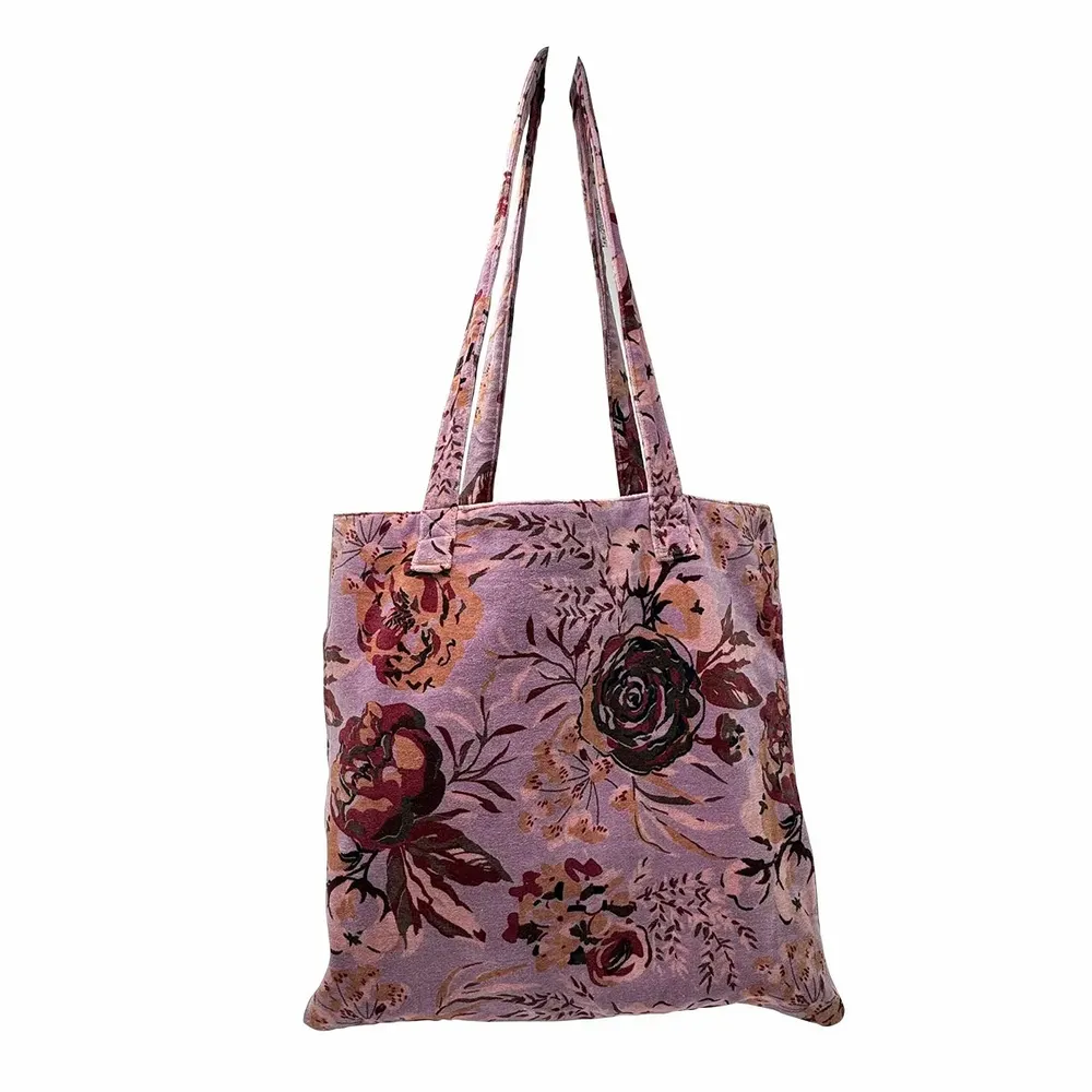 Tissus - Sac Shopping Fleur 21X12CM velours - WAX DESIGN - BARCELONA