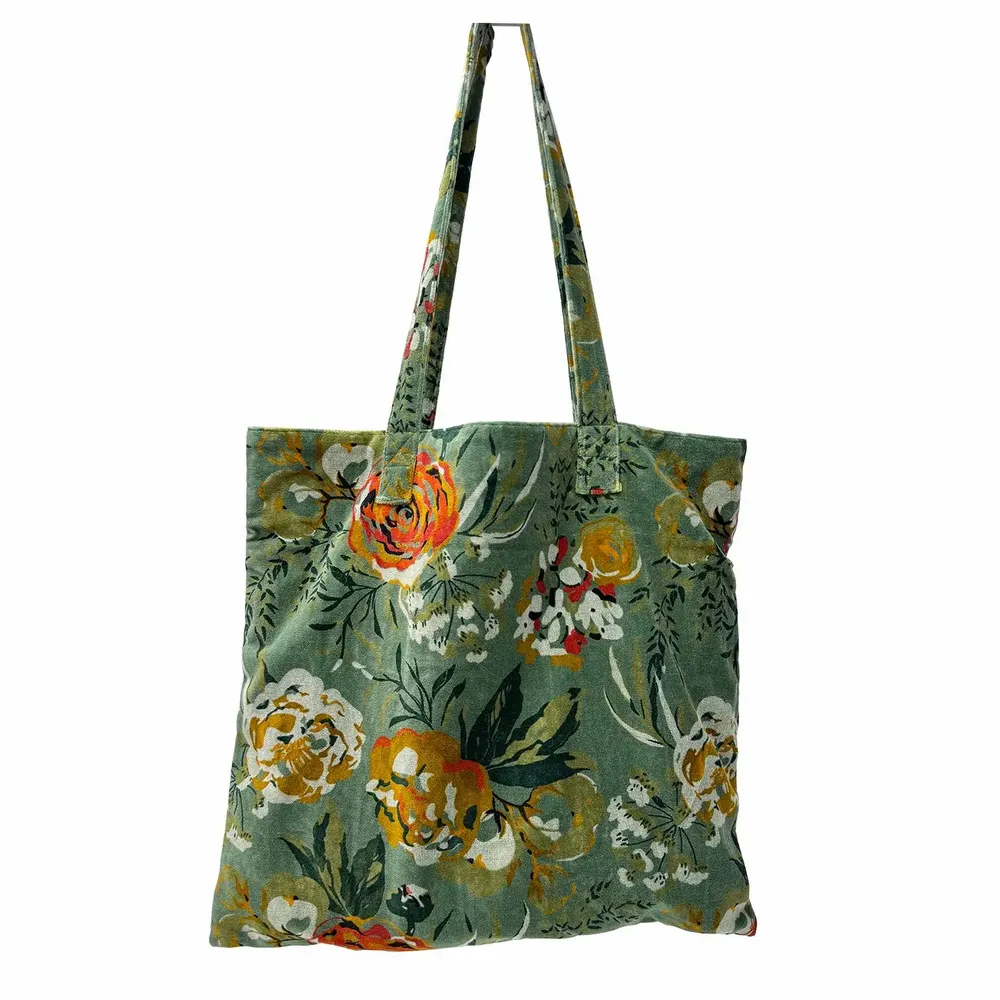 Tissus - Sac Shopping Fleur 21X12CM velours - WAX DESIGN - BARCELONA