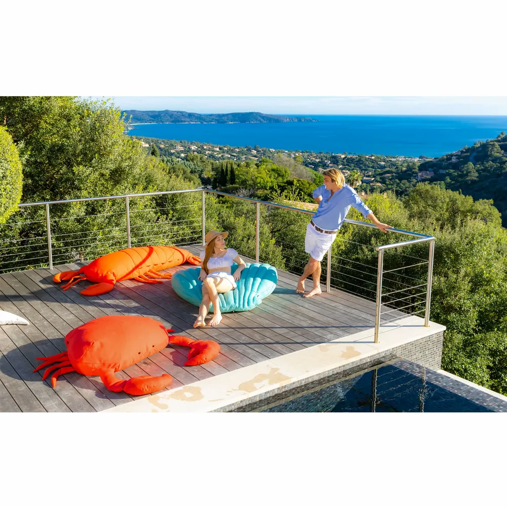 Equipements espace extérieur - Pouf coquillage extérieur flottant déhoussable bleu - MX HOME