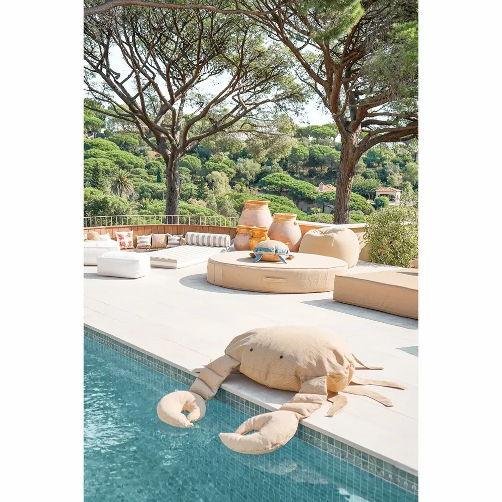 Outdoor space equipments - Outdoor floating crab pouf with removable cover in raffia effect fabric - MX HOME