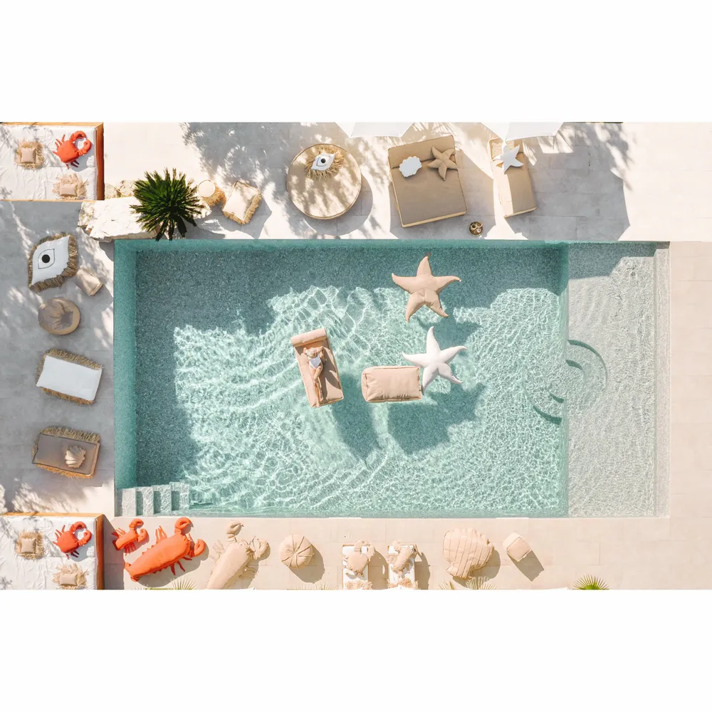 Outdoor space equipments - Outdoor floating crab pouf with removable cover in raffia effect fabric - MX HOME