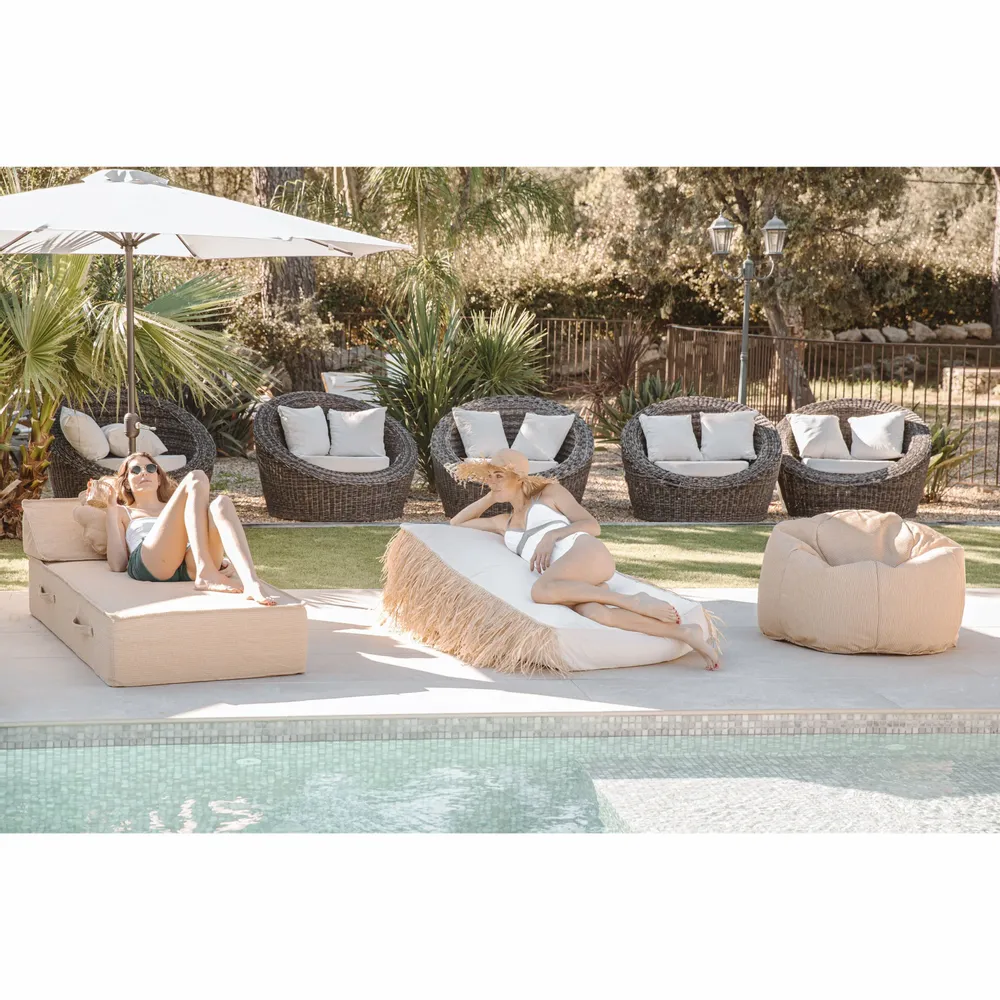 Fauteuils de jardin - Pouf XL extérieur en tissu effet raphia - MX HOME