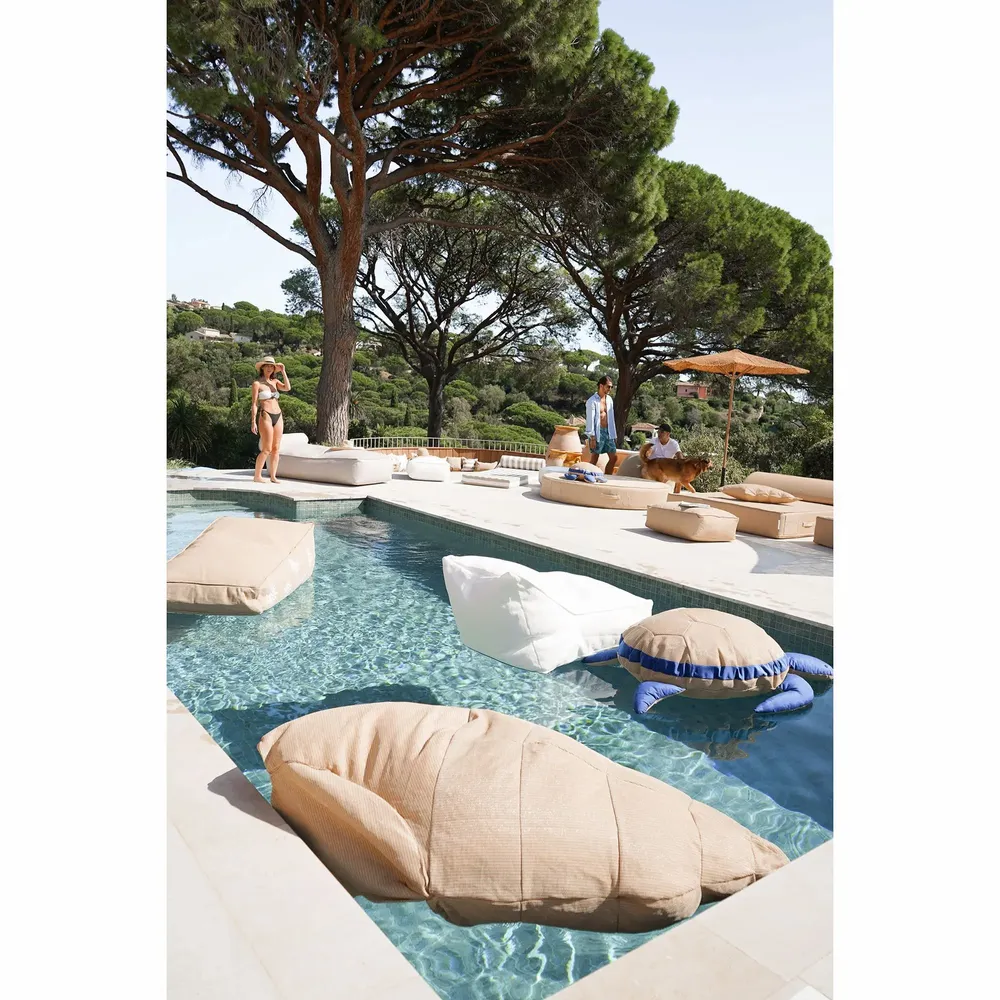 Equipements espace extérieur - Pouf coquillage extérieur déhoussable en tissu effet raphia - MX HOME