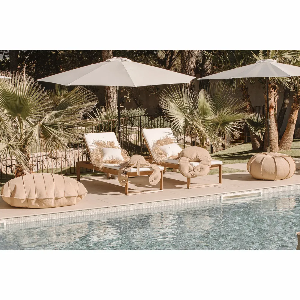 Equipements espace extérieur - Pouf oursin extérieur flottant déhoussable en tissu effet raphia - MX HOME