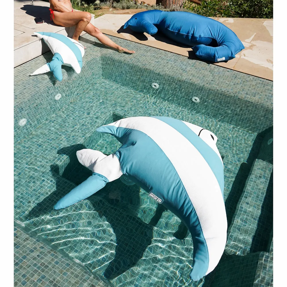 Equipements espace extérieur - Pouf poisson extérieur déhoussable bleu et blanc - MX HOME