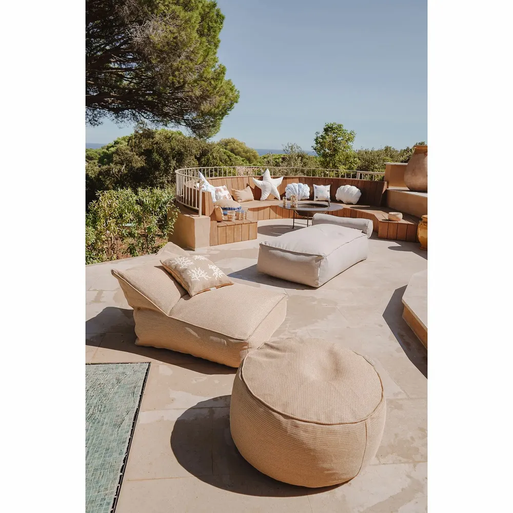 Outdoor space equipments - Outdoor round stool M raffia beige - MX HOME