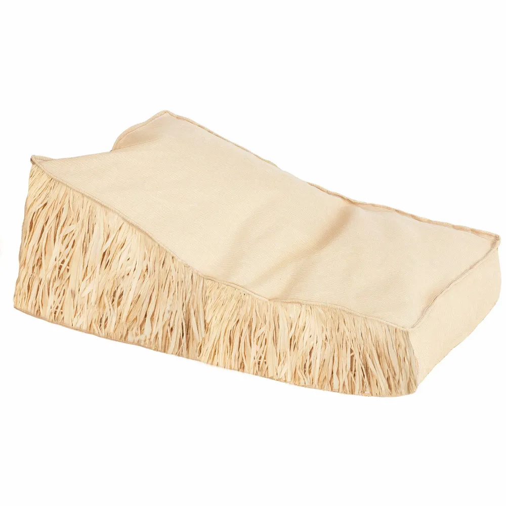 Deck chairs - Outdoor sun lounger with removable fringe in raffia effect fabric - MX HOME