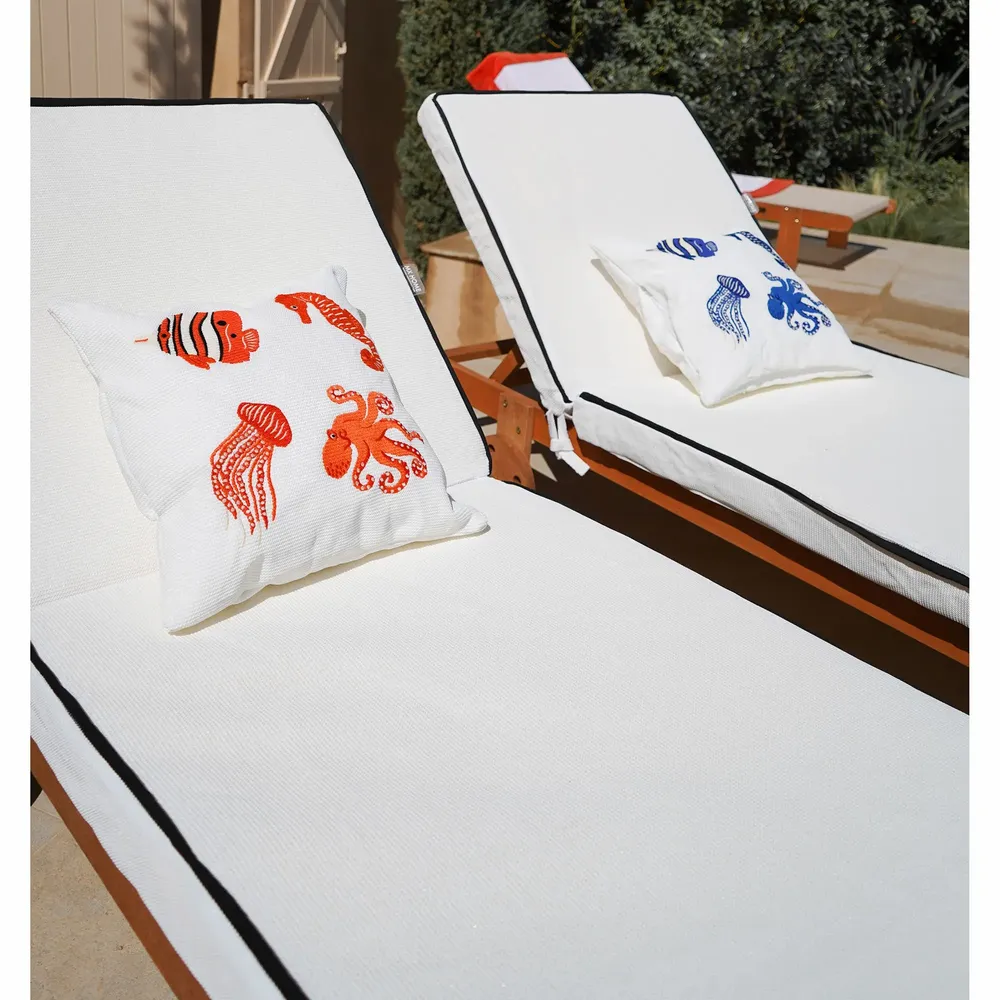 Outdoor space equipments - Outdoor mattress for deckchair - removable white piping cover - MX HOME