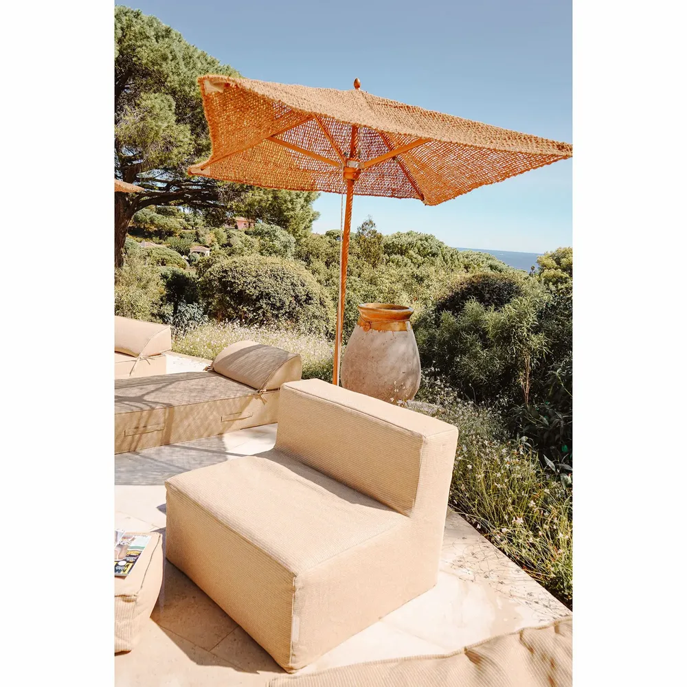 Fauteuils de jardin - Chauffeuse extérieur déhoussable modulable en tissu effet raphia - MX HOME