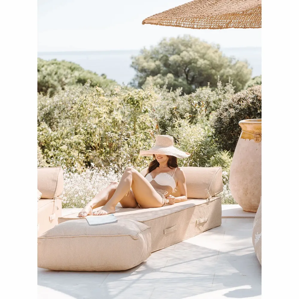 Outdoor space equipments - 1-seater outdoor foam sun lounger with raffia effect - MX HOME