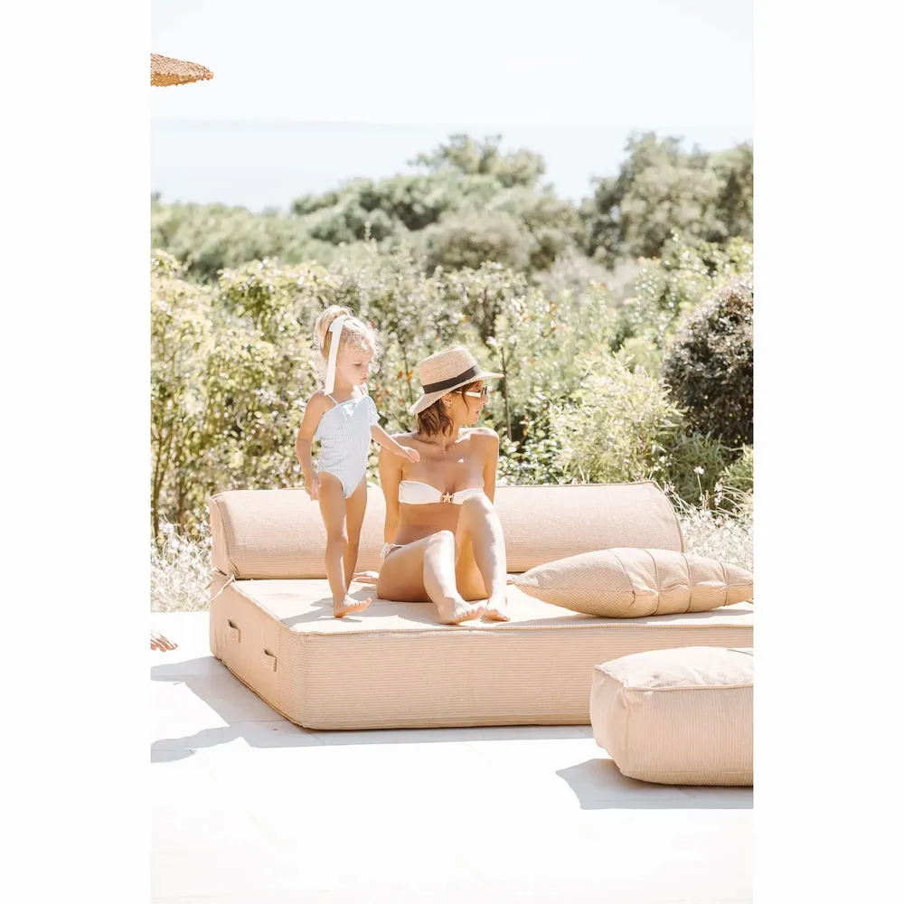 Outdoor space equipments - Outdoor 2-seater foam sun lounger with raffia effect - MX HOME