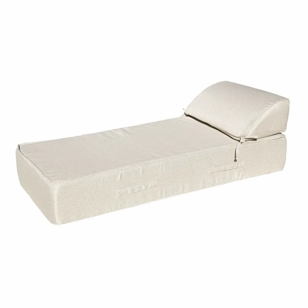 Equipements espace extérieur - Lit bain de soleil extérieur en mousse 1 place beige et blanc - MX HOME