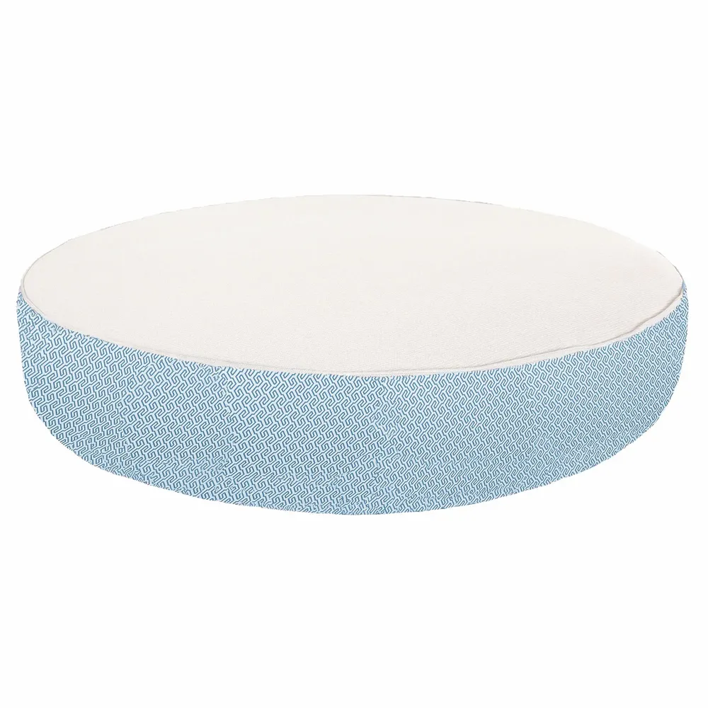 Outdoor space equipments - Outdoor white round foam sun lounger bed with blue pattern - MX HOME
