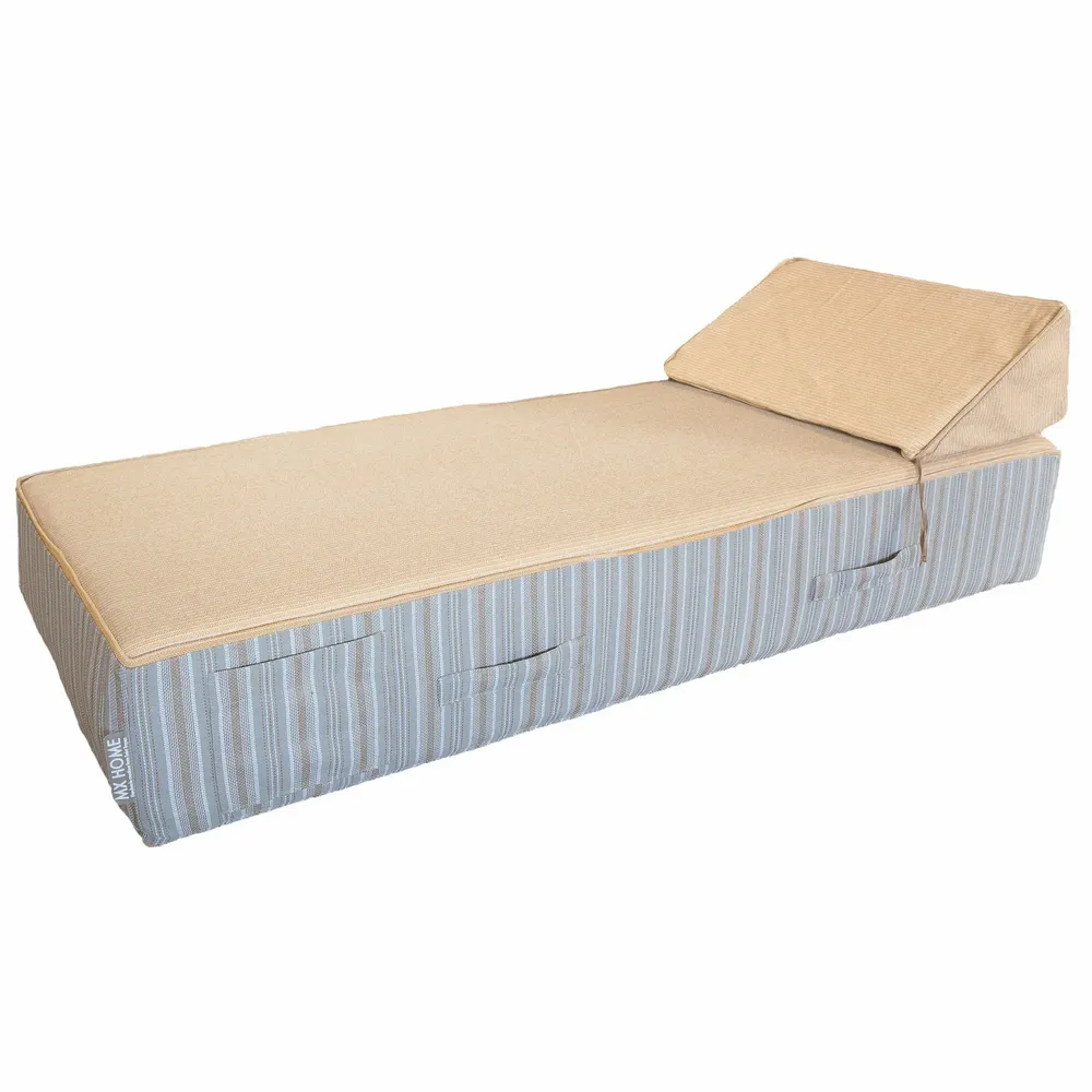 Outdoor space equipments - Outdoor 1-seater foam sun lounger bed with striped raffia effect - MX HOME