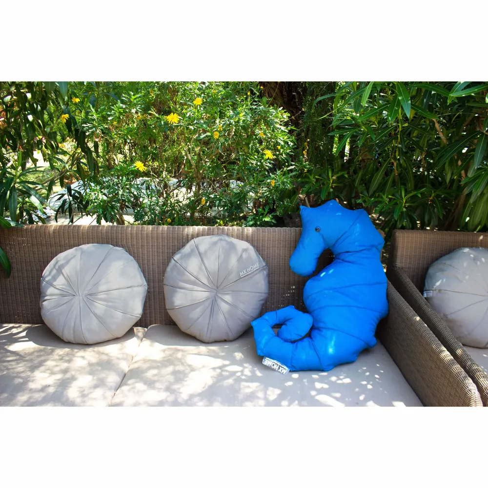 Outdoor decorative accessories - Navy blue seahorse outdoor cushion - MX HOME