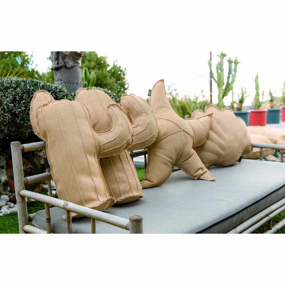 Outdoor decorative accessories - Set of cactus outdoor cushion with raffia effect - MX HOME