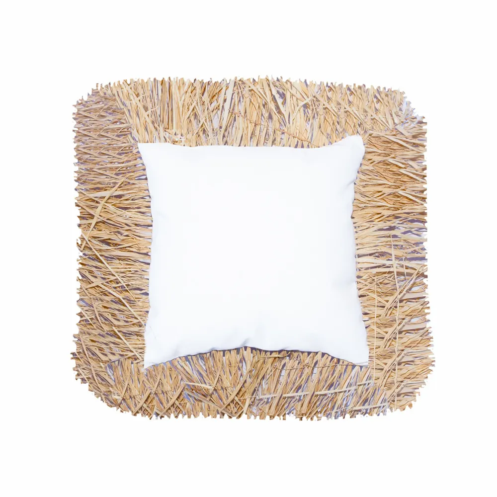 Outdoor decorative accessories - White square outdoor cushion with fringe - MX HOME
