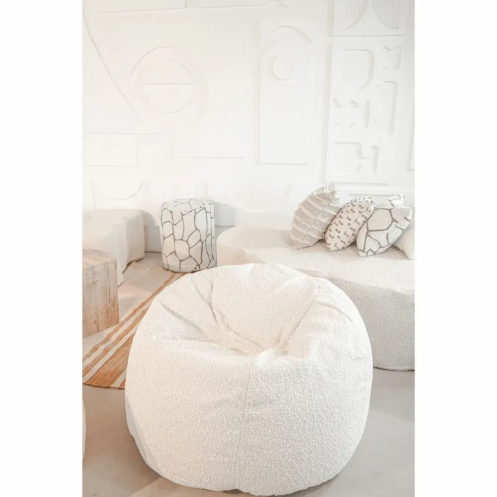 Lawn chairs - Cream white terry ottoman - MX HOME