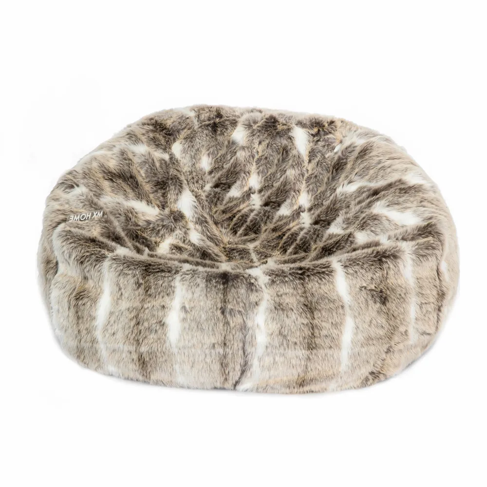 Lawn chairs - Beige brown faux fur pouf - MX HOME