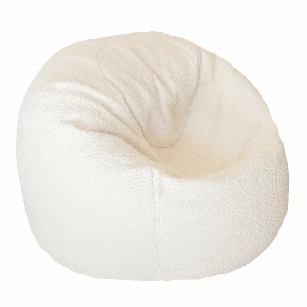 Chaises de jardin - Pouf en bouclette blanc crème déhoussable - MX HOME