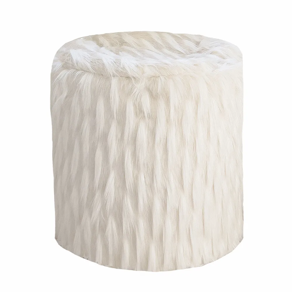 Chaises de jardin - Pouf en fausse fourrure blanche - MX HOME