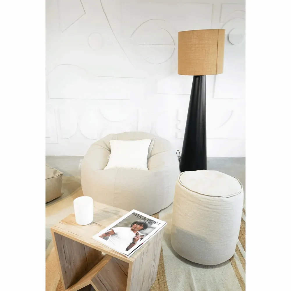 Lawn chairs - Pouf with removable natural linen cover - MX HOME