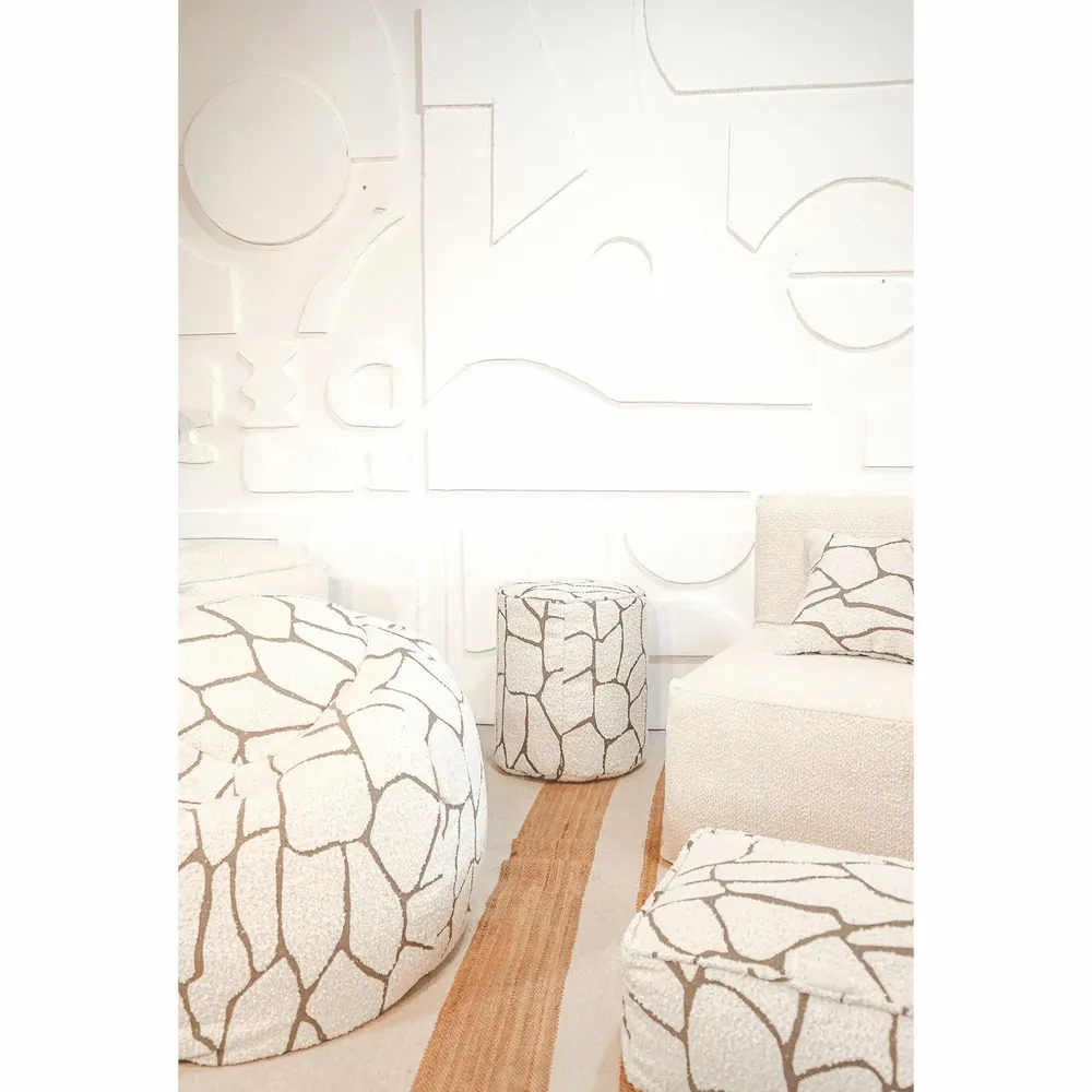 Chaises de jardin - Tabouret déhoussable repose pieds en laine bouclé design - MX HOME