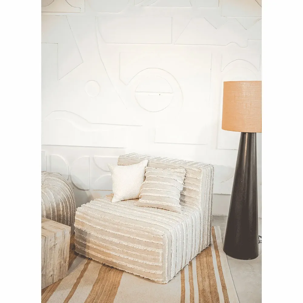 Fauteuils de jardin - Chauffeuse déhoussable en coton gris a frange - MX HOME