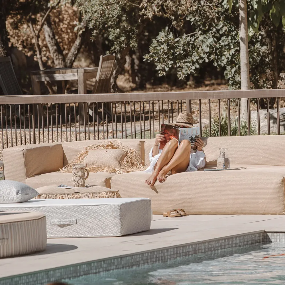 Canapés de jardin - Canapé modulable - Déhoussable 4/5 places - Lin Extérieur - MX HOME