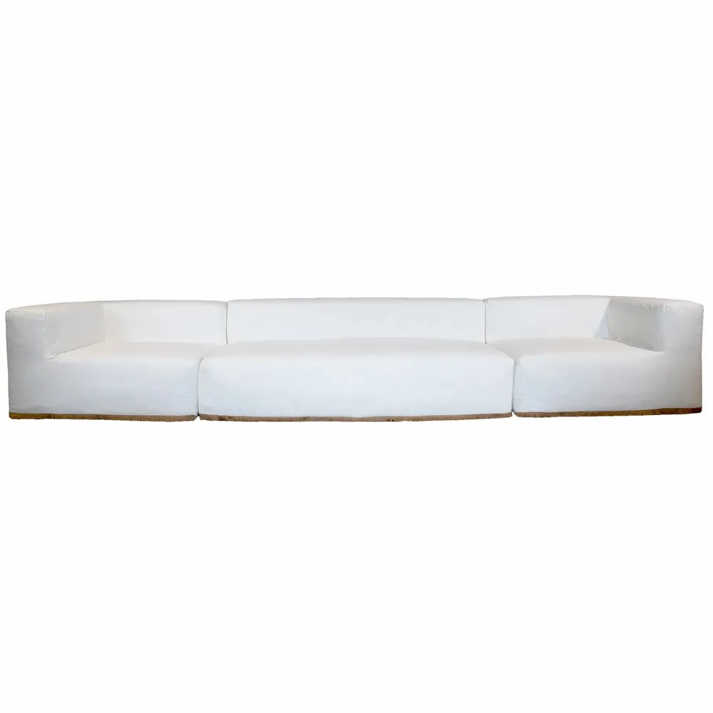 Canapés de jardin - Canapé modulable - Déhoussable 5/6 places- Coton lavé avec frange - MX HOME
