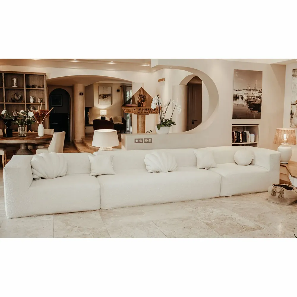 Lawn sofas   - Modular sofa - Removable 5/6 seater cover - Bouclé wool - MX HOME