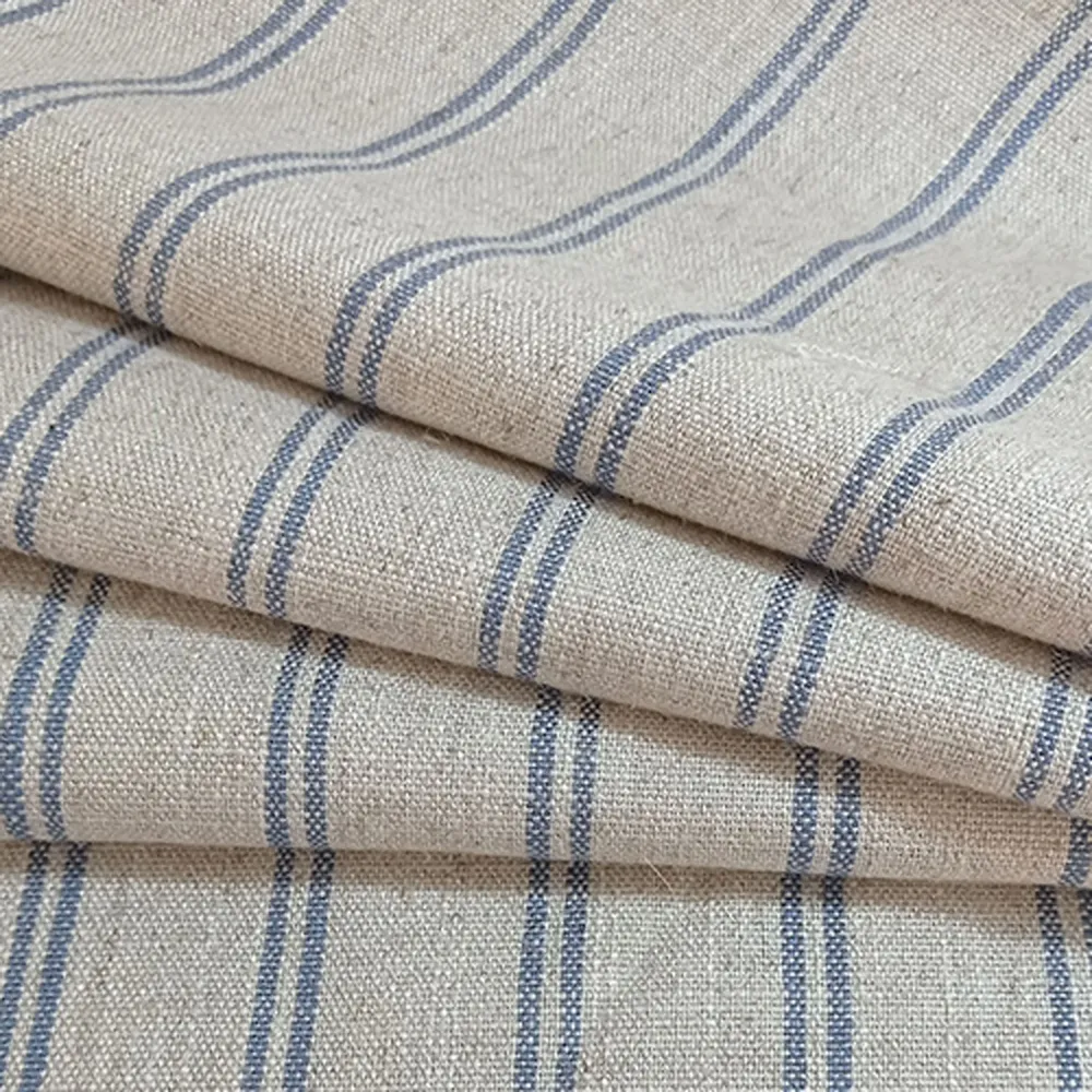 Lawn sofas   - Modular bench sofa - Removable 3-seater cover - Striped linen - MX HOME