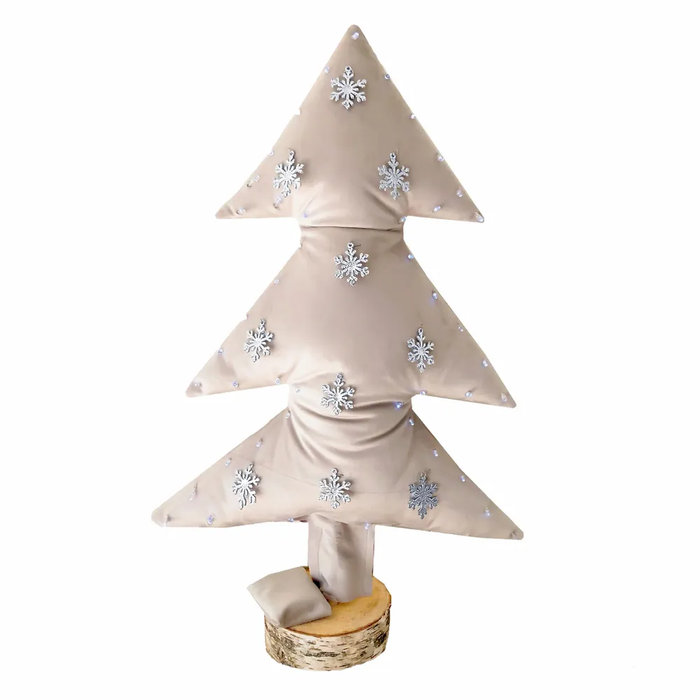 Other Christmas decorations - Luminous Christmas tree in white velvet with silver snowflakes 70cm - MX HOME