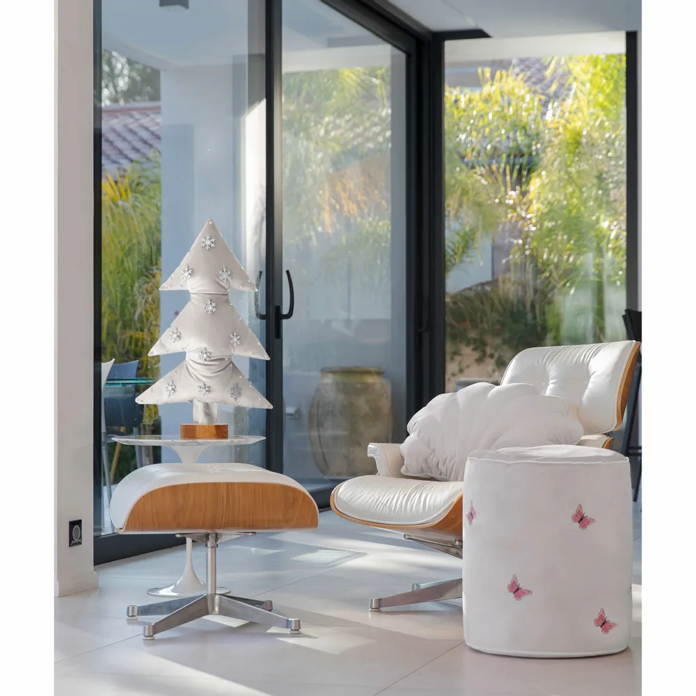 Other Christmas decorations - Luminous Christmas tree in white velvet with silver snowflakes 70cm - MX HOME