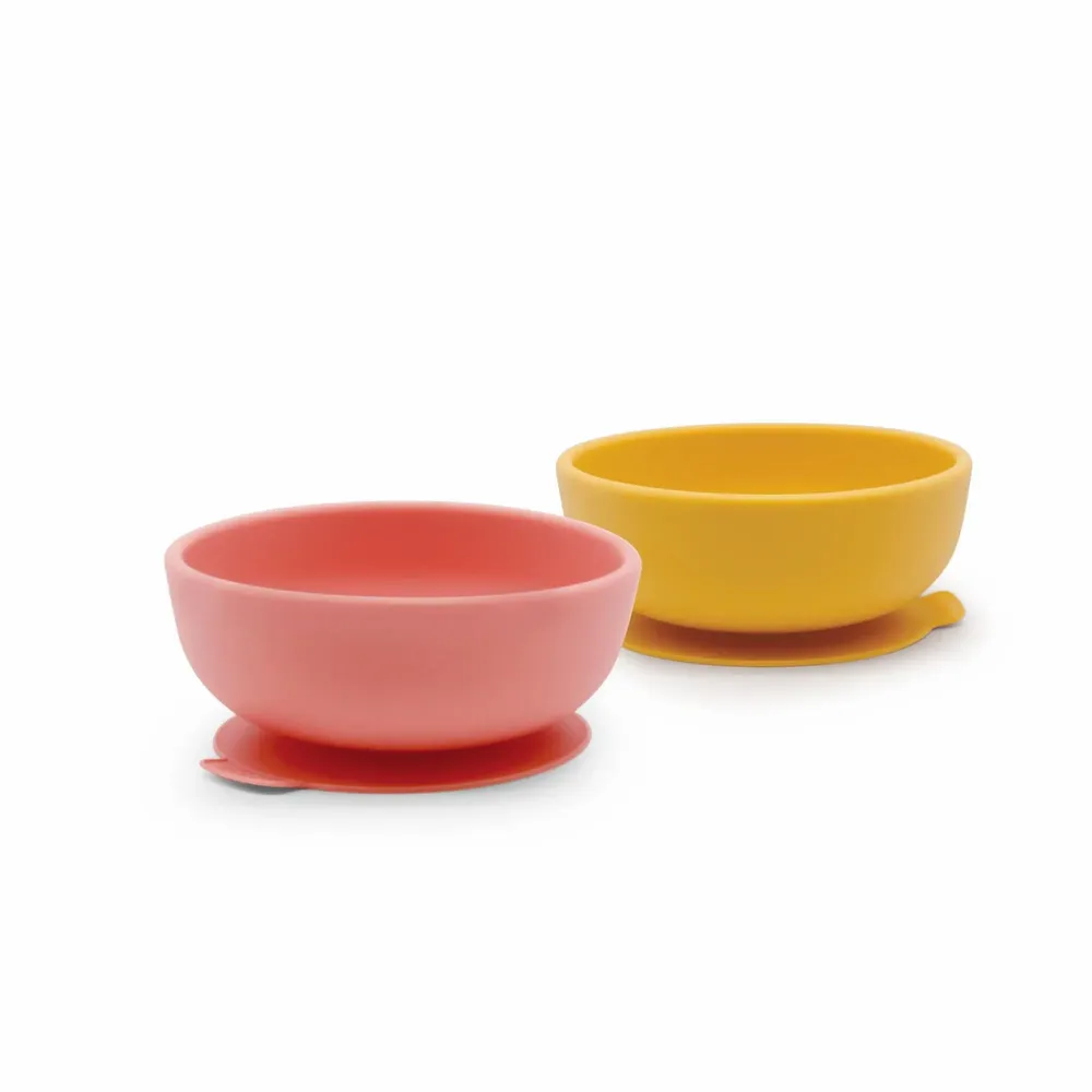 Repas pour enfant - Set 2 Bols ventouse en silicone - Coral / Mimosa - EKOBO