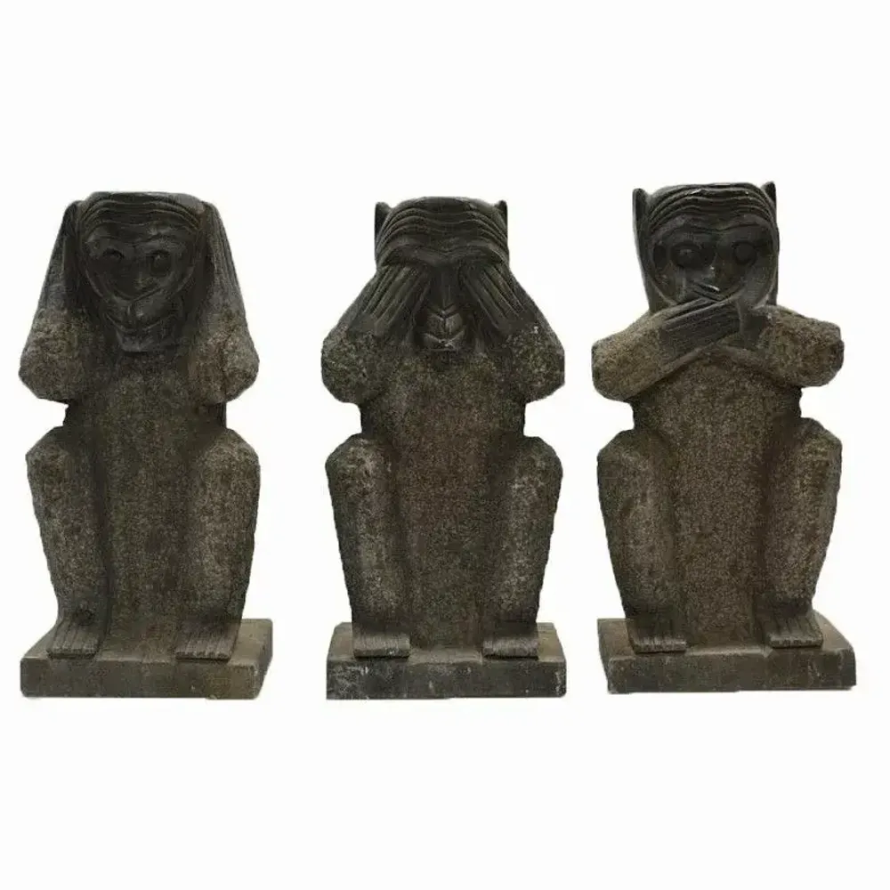 Objets de décoration - Sculpture en pierre - Ne vois aucun mal, n'entends aucun mal, ne dis - PAGODA INTERNATIONAL