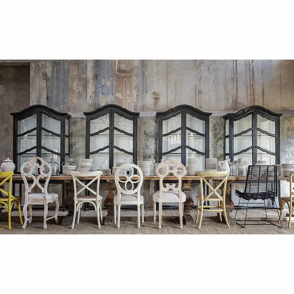 Tables Salle à Manger - Table salon en bois de pin recyclé marron vieilli en 200x100x78 cm - VICAL