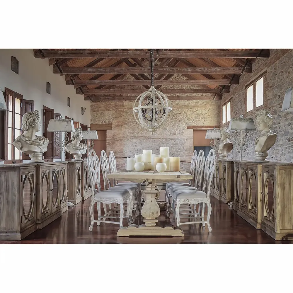 Dining Tables - Living room table in aged brown recycled pine wood in 250x100x78 cm - VICAL